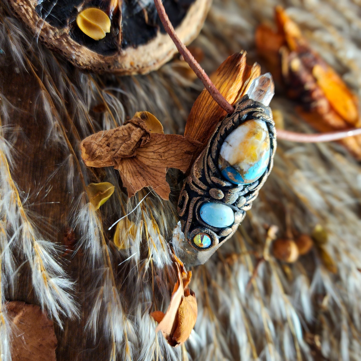 Mojave Turquoise +Larimar Wand pendant